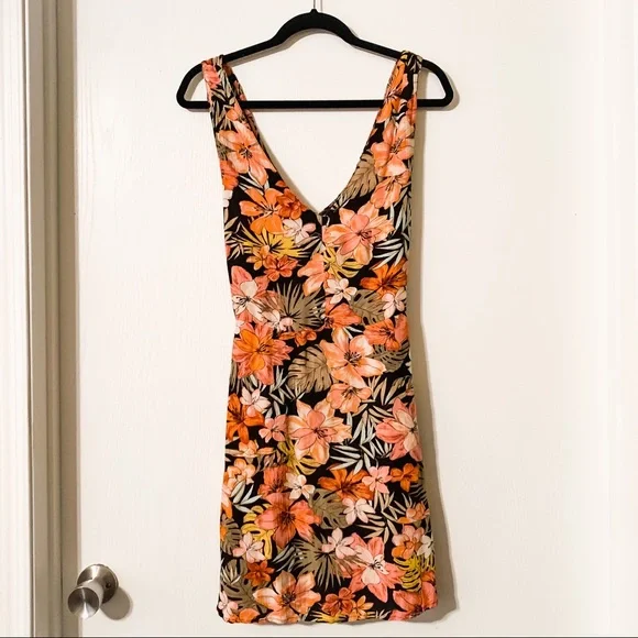 Billabong Floral Mini Dress - Black, Pink, Orange - Picture 2 of 5